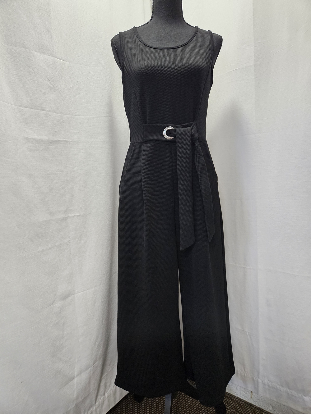 Caution to the Wind Black Belted Wide Leg Jumpsuit Medium